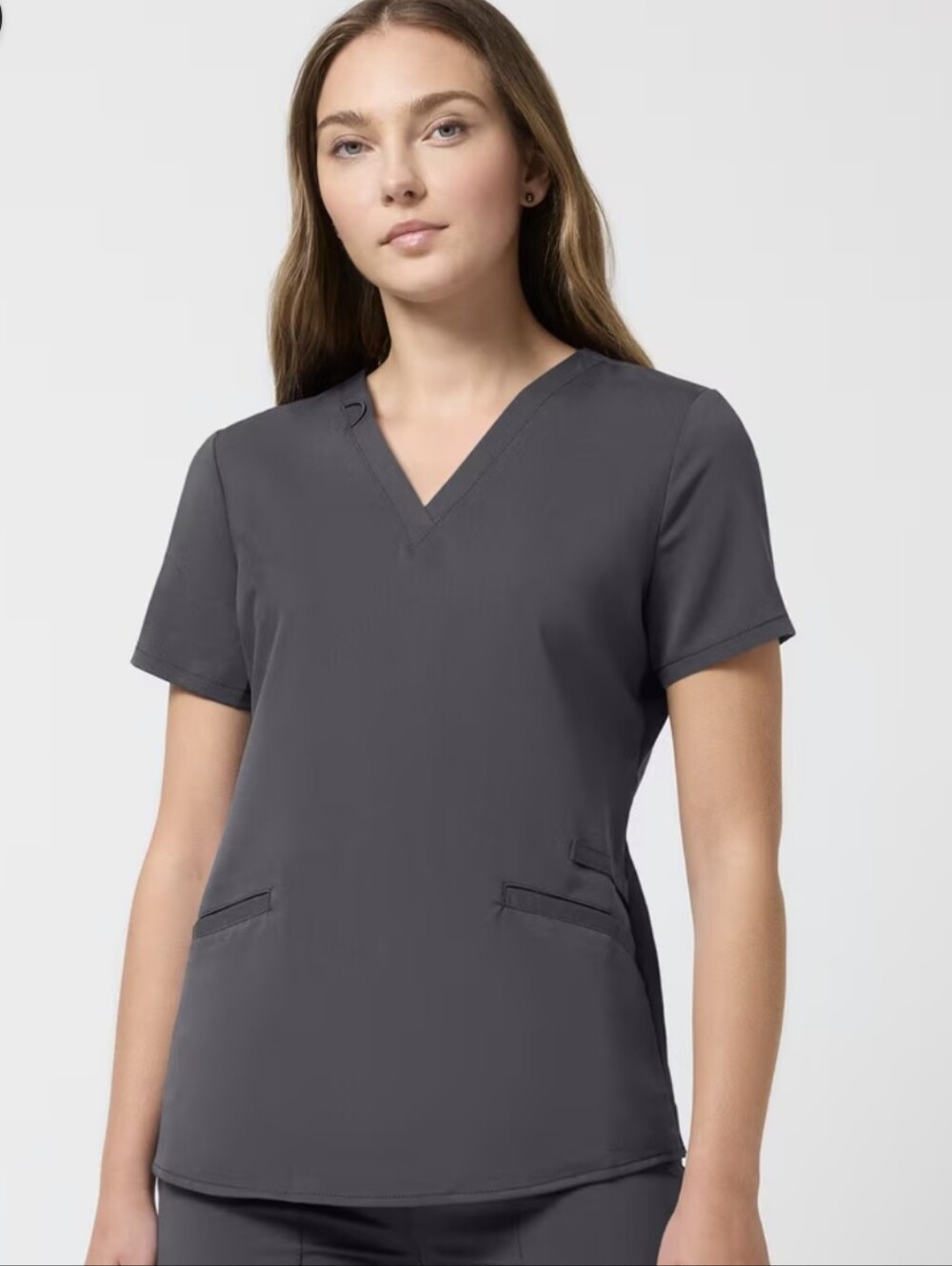 NET SCRUBSTAR Women’s V-Neck Medical Scrub Top in Charcoal